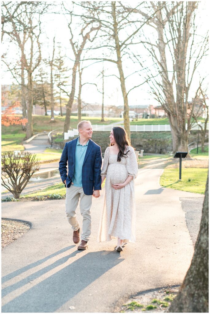 Spring maternity session in downtown Lititz, PA, Lititz Spring Park
